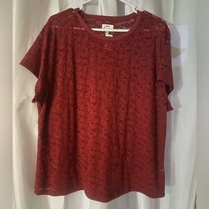 Aerie Deep Red Lace Pullover